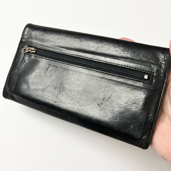 Vintage Coach Checkbook Wallet Black Soft Leather Trifold - Picture 5 of 7